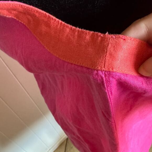 Sigrid Olsen Womens Dress Sz L Pink Orange Linen Shift Simple Summer‎ Sundress - Picture 7 of 8